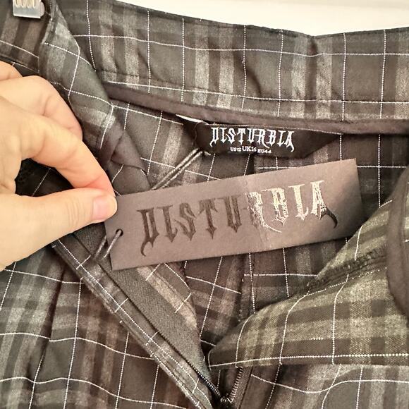 NWT Disturbia Lilin Tapered Trousers Pant US 12 Plaid Goth Punk - Picture 7 of 7